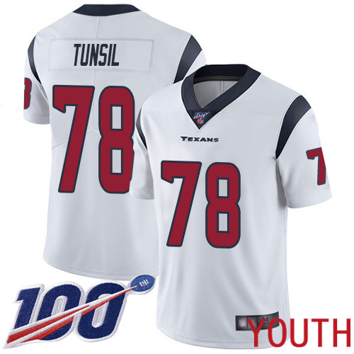 Houston Texans Limited White Youth Laremy Tunsil Road Jersey NFL Football #78 100th Season Vapor Untouchable->youth nfl jersey->Youth Jersey